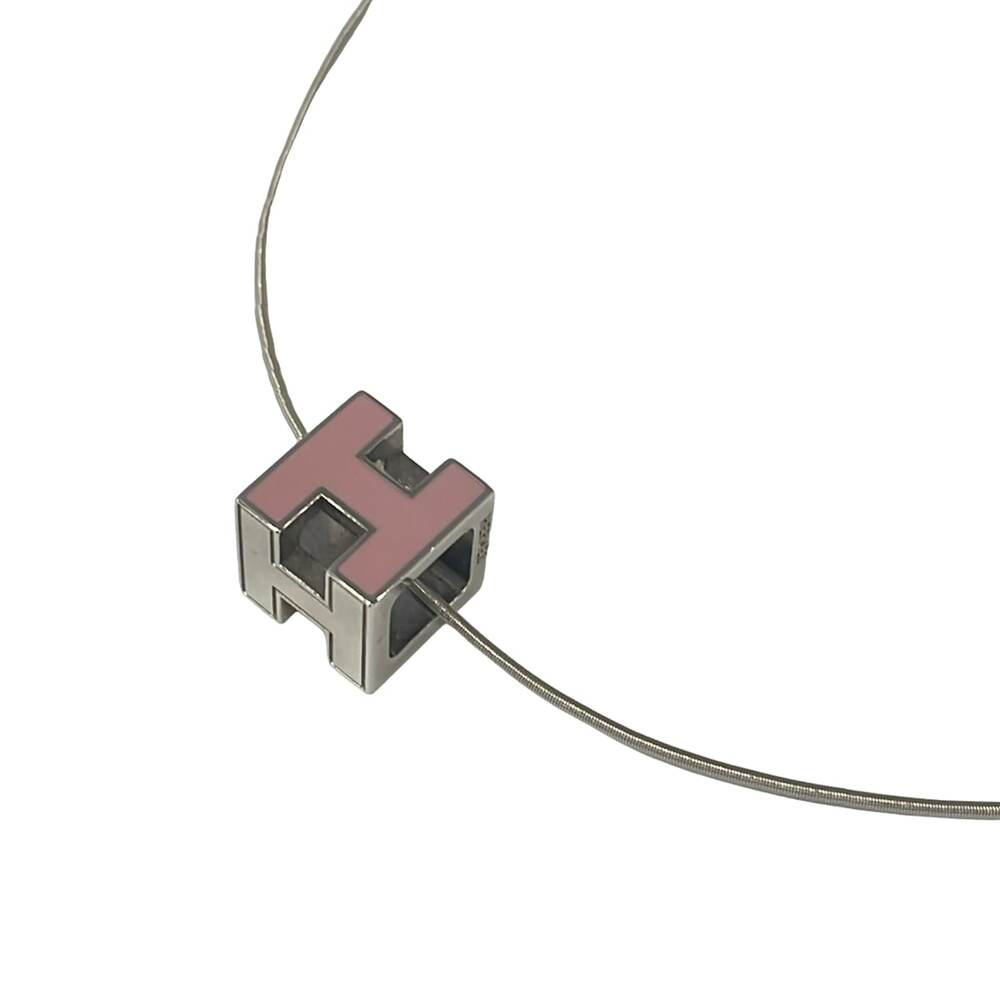 Hermès Cage d'H Necklace Silver Pink